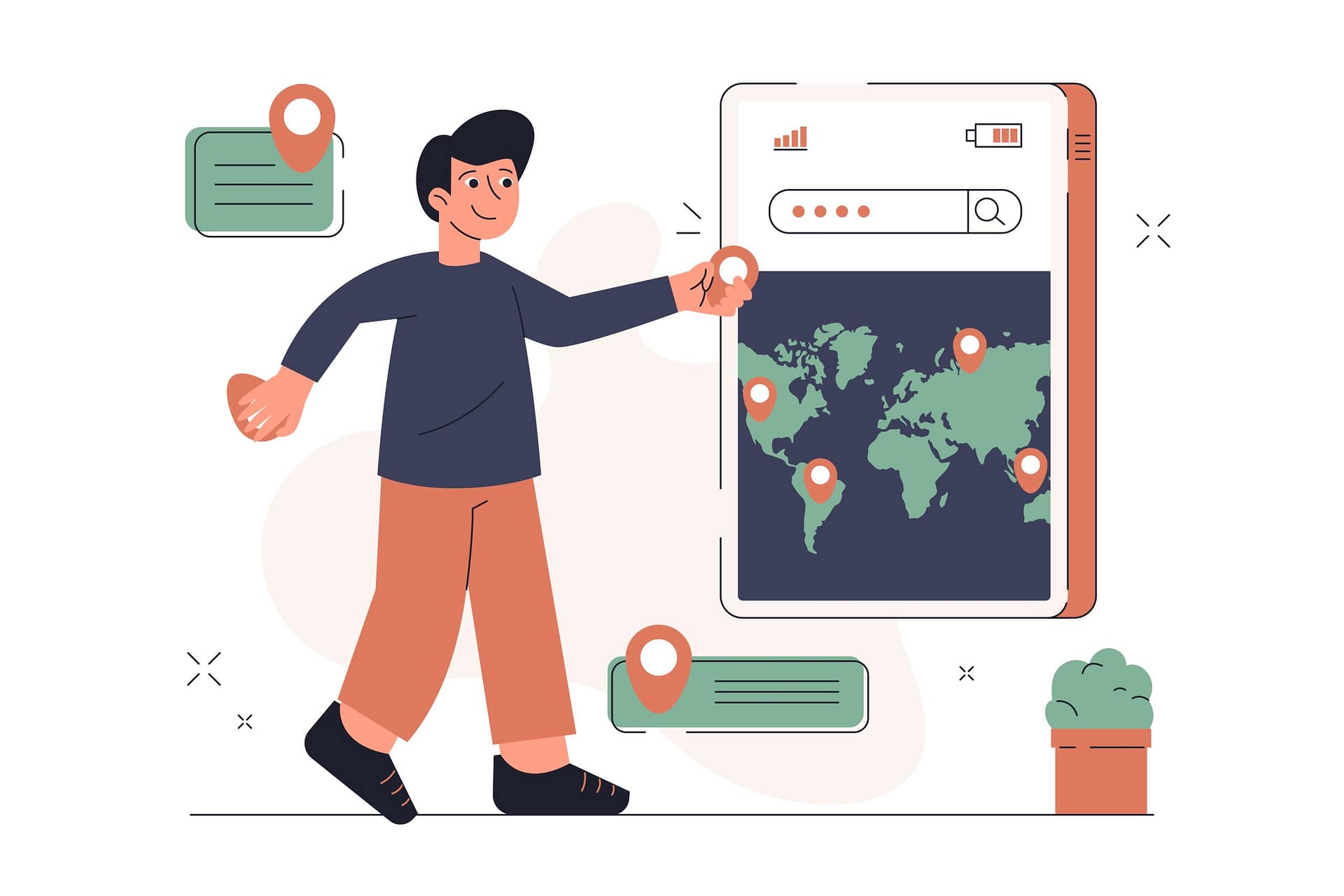 man doing digital mapping