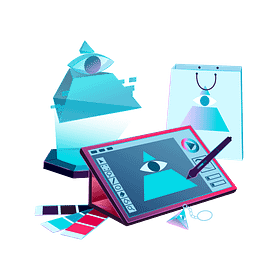 brand identity design on tablet