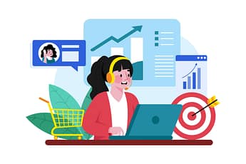 Sales person with a headset