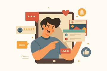 Cartoon of influencer man on social meda