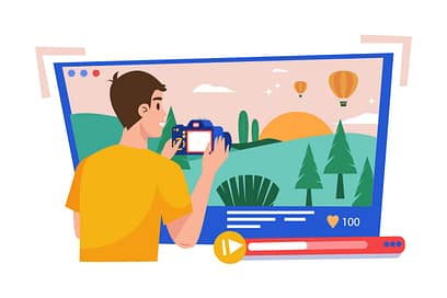 Man shooing an outdoor video blog post