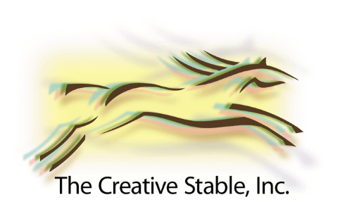 Colorful abstract horse logo for The Creative Stable, Inc.