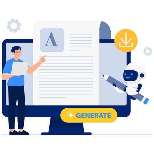 Man writes text, robot assists